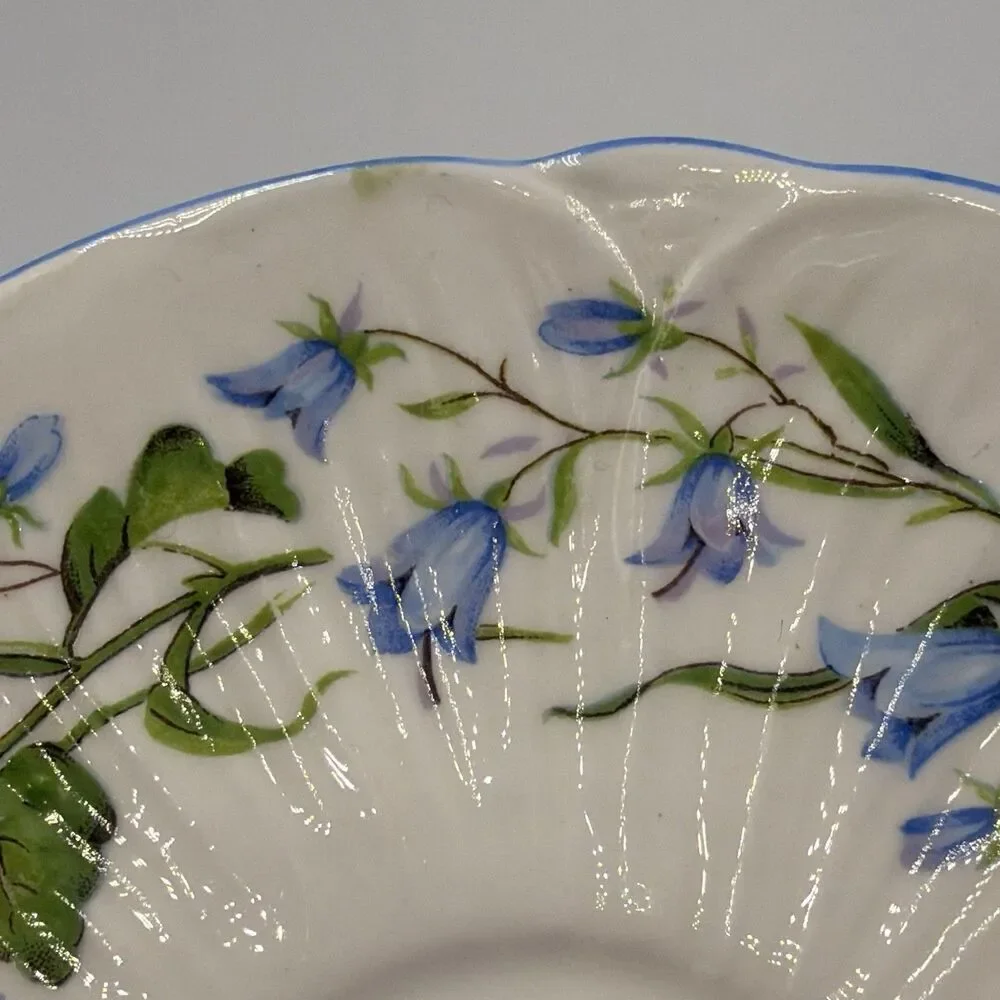 Shelley England Harebell Oleander Fine Bone China Cup & Saucer Blue Floral VTG